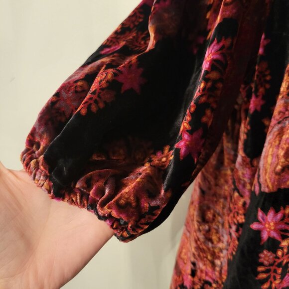 Free People XS Velvet Tunic Puff Sleeve Keyhole Back MAYE Whimsigoth Coquette - Picture 6 of 8